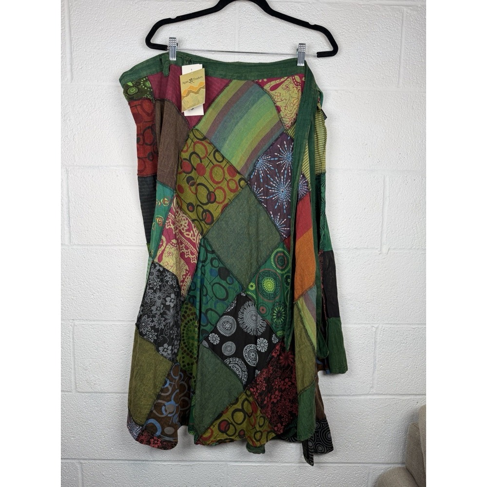 Agan Traders Patchwork Wrapper Skirt NWT S M Boho Festival Nepal